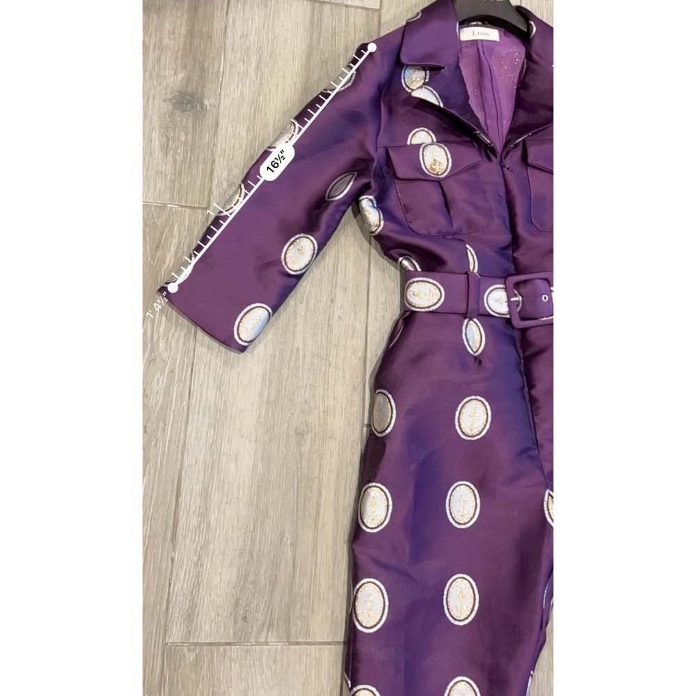 LISOU Jade Dark Purple Cameo Silk Jacquard Jumpsuit SIZE 6 - Picture 14 of 16